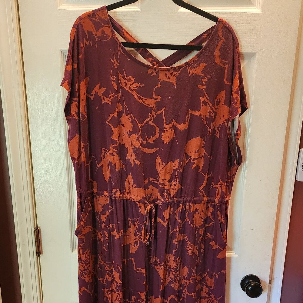 TERRA & SKY DRESS Orange Pink CRISS-CROSS BACK DRESS Women 1X (16W/18W) . Condit